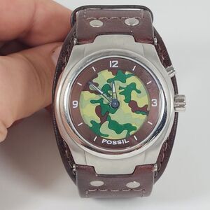 Fossil Watch BG-2143 Analog Quartz Big Tic Tested Works But Needs New Battery